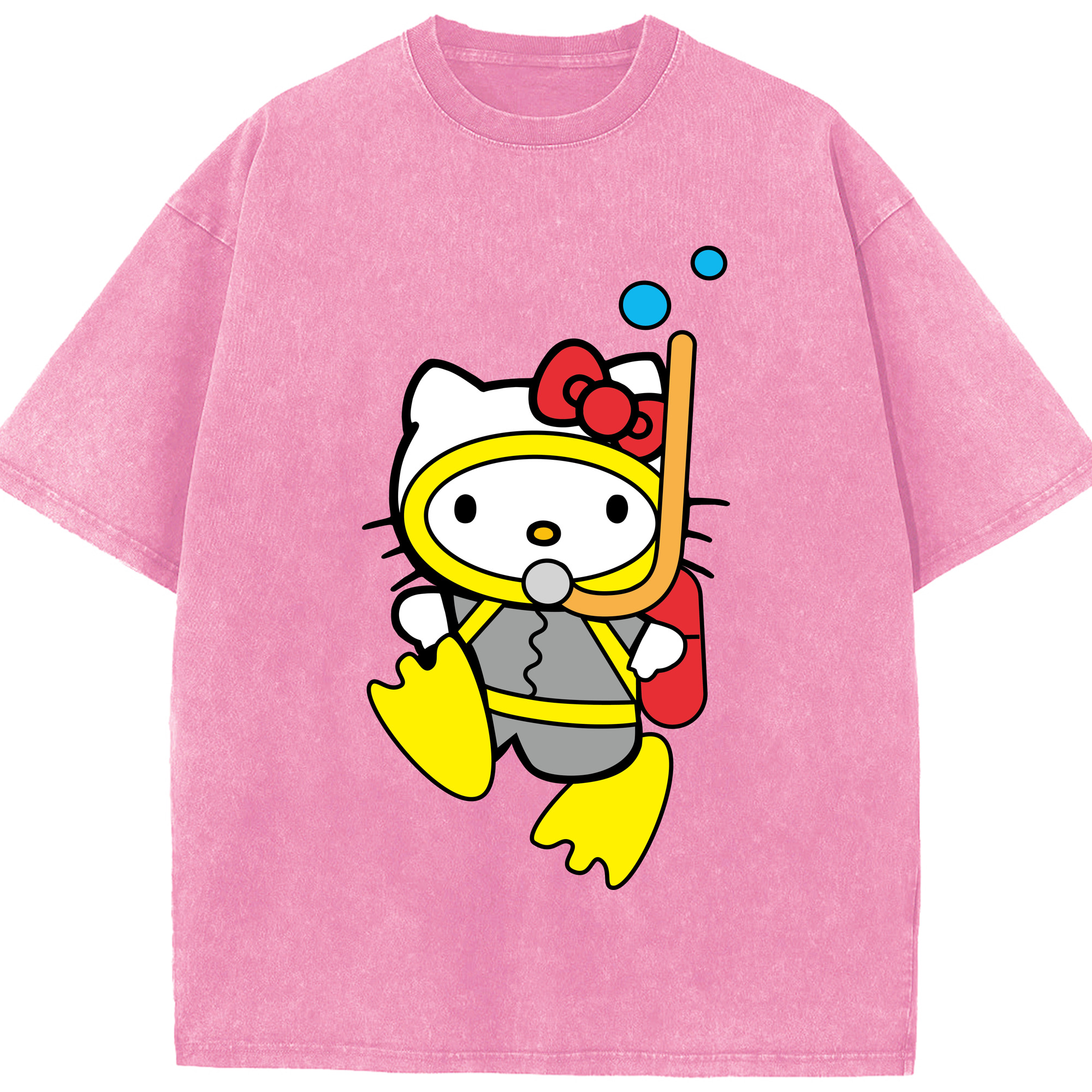 （画像用） Hello Kitty ハローキティ 綿100% ヴィンテージ風 半袖Tシャツ（フロントプリント）
